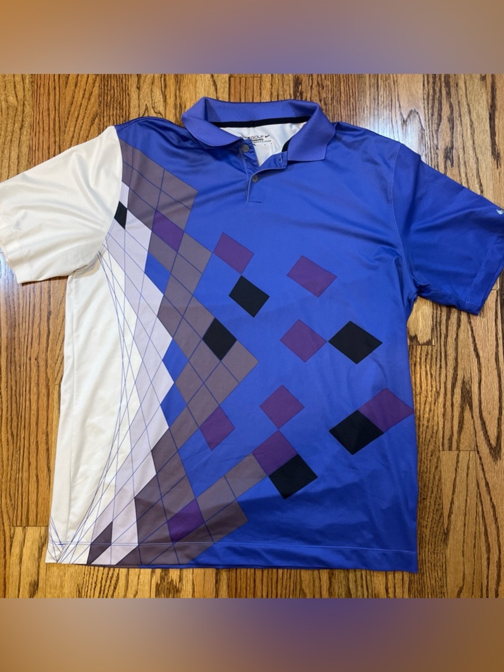 Nike Golf Men Tour Performance Polo Shirt Sz L Geometric Dri-Fit Outdoor Gorp